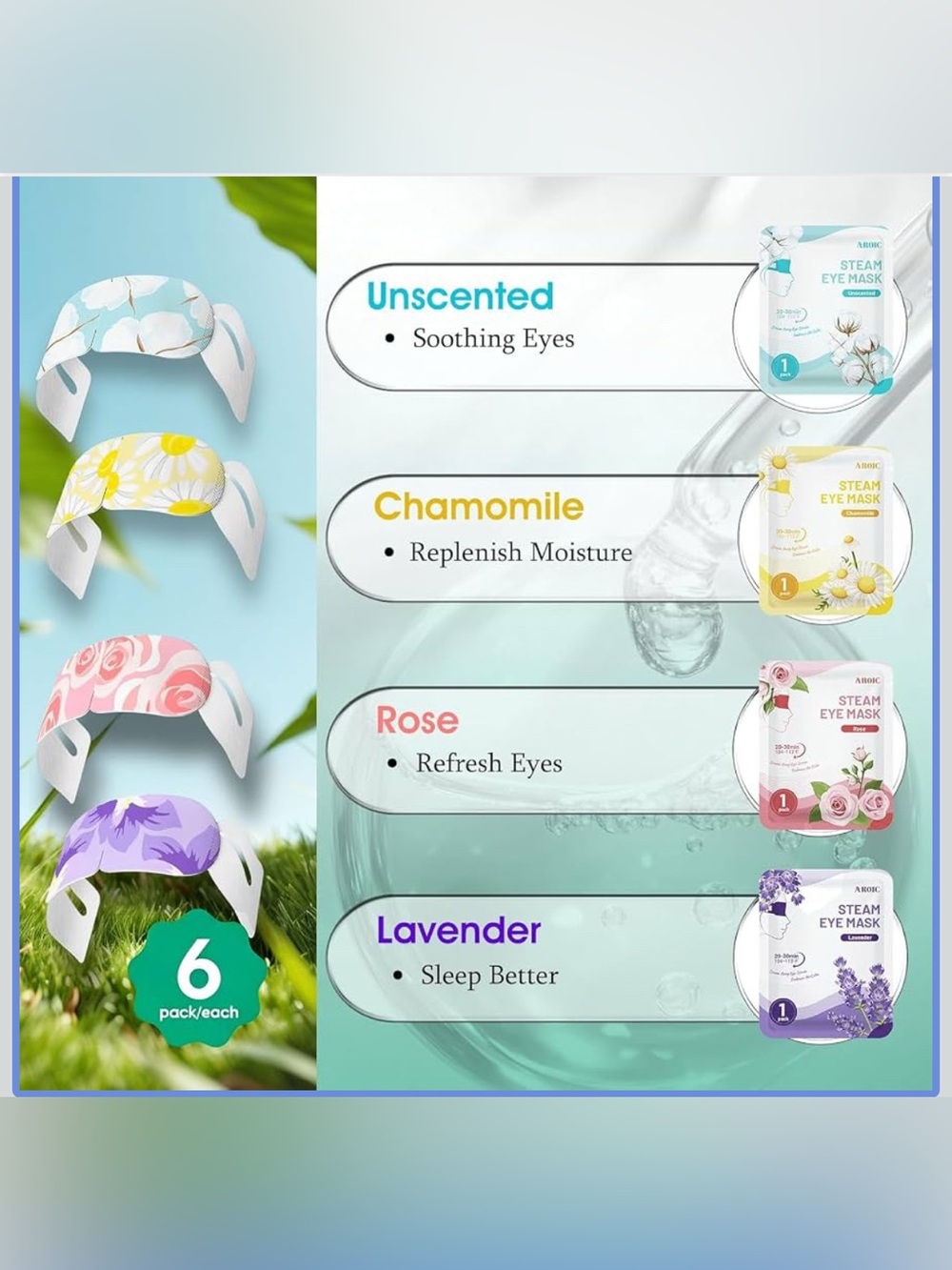 Self Heating Eye Masks Pack of Six NWT - Picture 2 of 3